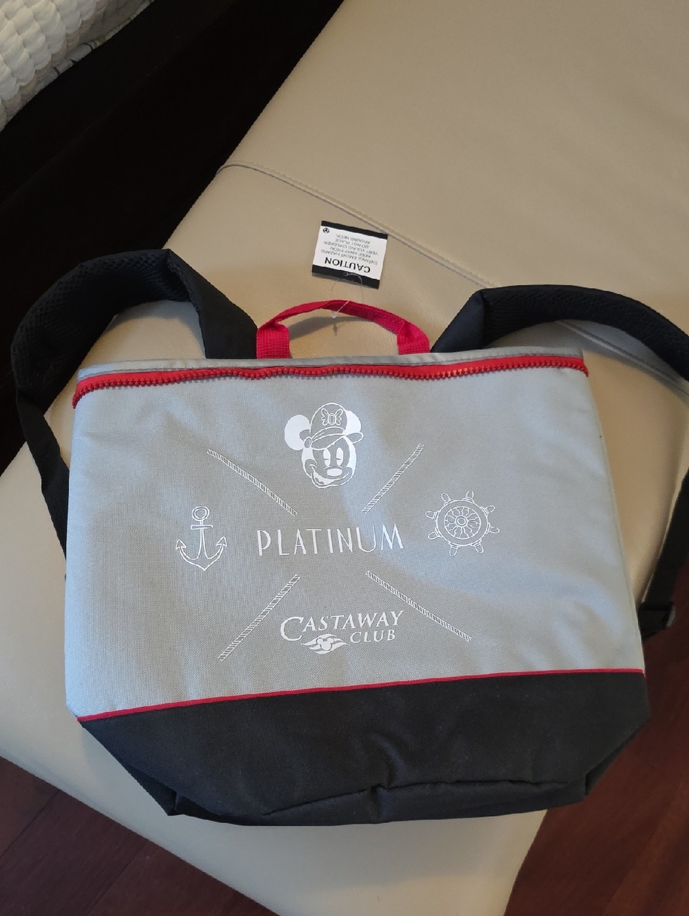 Castaway Club Platinum Gray & Black Travel Tote with Red Trim